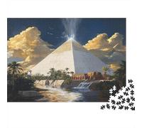 Huge Pirámides, Golden Hieroglyphics, Rompecabezas para Adultos |Templos, Canales| De Diversión Familiar 1000pcs (75x50cm)