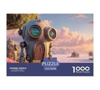 Huge_Silver_Robot 1000 Piezas Corte Preciso Rompecabezas Steampunk Robot Divertido Jigsaw Educativo Amigos 52x38cm/1000pcs