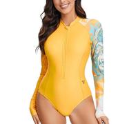HUGE SPORTS Traje de baño de una pieza para mujer, manga larga, camiseta de protección contra sarpullido, traje de baño con acolchado, King Kong., M