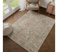 HUGEAR Alfombra Salon Marrón Oscuro Antideslizante Alfombras Lavables en Lavadora Tapetes para Sala 90x150cm Habitacion Dormitorio Comedor Flor Vintage Grande Tapete Pelo Corto tapete Quarto