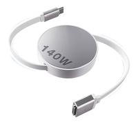 Hugener Cable retráctil magnético 3 USB-C de 5.4 pies para MacBook Air M4/M3/M2 y cargador Pro, cable seguro 3 de 140 W para MacBook Air (13 pulgadas/15 pulgadas 2025/2024/2023/2022), Pro (16 pulgadas