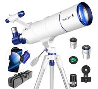 HUGERSTAR Telescopio para adultos de alta potencia, apertura de 90 mm, 550 mm, telescopio refractor portátil para niños y principiantes de astronomía, telescopios profesionales con trípode, adaptador
