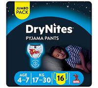 Huggies DryNites Calzoncillos Absorbentes para Niños, 4-7 Años (17 - 30 Kg) - 16 Pañales