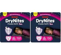 Huggies DryNites Pañales de Noche para Niña 13+ (48-60 kg), Clínicamente Probado con 5 Capas de Máxima Protección Nocturna, 11 Bragas Absorbentes (Paquete de 2)