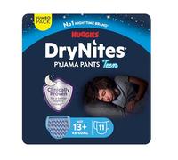 Huggies DryNites Pañales para niño 13+ (48-60 kg), Clínicamente probado con 5 capas de máxima protección nocturna total 11 pañales desechables de noche