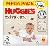 Huggies Extra Care Pañal para bebé con diseños Disney Talla 3 (5-9 kg), 3 packs x 32 pañales, 96 pañales con almohadillas extra suaves que cuida de la piel del bebé