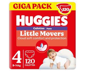Huggies Little Movers Pañal Braguita para Bebé con Diseños Disney Talla 4 (9-14 kg), 4 Packs de 30, Total 120 Pañales - Exclusivo Online