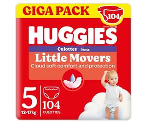 Huggies Little Movers Pañal Braguita para Bebé con Diseños Disney Talla 5 (15-25 kg), 2 Packs de 52, Total 104 Pañales