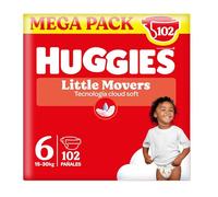 HUGGIES Little Movers Pañales para Bebé con Diseños Disney Talla 6 (15-30 kg), Comodidad para la Piel 24/7, 3 Packs de 34, Total 102 Pañales