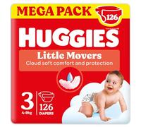 Huggies Little Movers - Pañales talla 3 (4-9 kg), diseño Disney, ultraabsorbente, paquete de 126 unidades