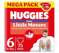 Huggies Little Movers - Pañales talla 6 (15-25 kg), ultra absorbente, paquete Mega, 75 unidades