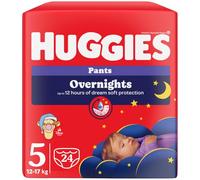 Huggies Overnight - Pañales de noche para bebé, talla 5 (12-17 kg), pañales absorbentes para la noche, diseño Disney, paquete de 24 bragas