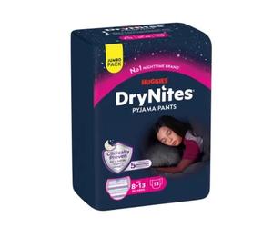 Huggies - Pañales nocturnos DryNites Niña para 8-15 años (25-57 kg), 13 uds, alta absorción y diseño discreto tipo ropa interior