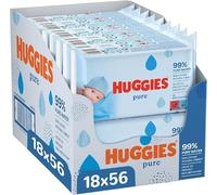 Huggies Pure Toallitas para Bebé, 99% Agua Pura, 18 Packs de 56, Total 1008 Toallitas