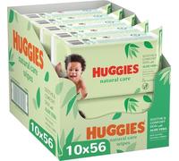 Huggies Toallitas Natural Care para Bebé, 99% Agua y con Aloe Vera, 560 toallitas (10 packs de 56 toallitas)