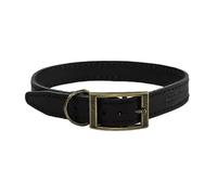 HugglePets Collar de cuero para perro, hecho a mano en el Reino Unido, tamaño mediano, 35-40 cm, color negro