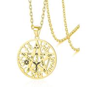 HUGGWRT Amuleto Celta Nudo de Bruja Pentagrama Colgante Tetragrammaton Protección Doble Paganismo Joyería Celta Irlandesa para Hombres Mujeres, Oro-Tetragrammaton