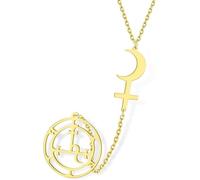 HUGGWRT Colgante Símbolo Lilith Luna Negra Cruz Creciente Protección Doble Amuleto Brujería Gótico Pagano Joyería Astrología para Mujeres Hombres, Gold1