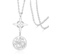 HUGGWRT Collar Bruja Nudo Tetragrammaton Pentagrama Colgante Nudo Celta Protección (126 Caracteres), Brujas Nudo Necklace-Silver2