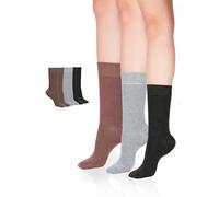 Hugh Ugoli Calcetines de Media Caña Mujer de Bambú Suaves, 3 Pares, Calcetines Finos para Negocios, Pantalón y Uso Casual, Gris Claro, Antracita, Marrón Claro, Talla: 39-43