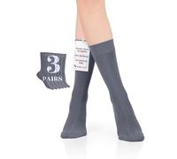 Hugh Ugoli Calcetines de Media Caña Mujer de Bambú Suaves, 3 Pares, Calcetines Finos para Negocios, Pantalón y Uso Casual, Gris, Talla: 39-43