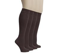 Hugh Ugoli Calcetines Hasta la Rodilla Mujer de Bambú, 4 Pares, Calcetines Largos de Vestir y Uniforme para Chicas, Suaves y Ligeros, Marrón, Talla: 35-38