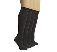 Hugh Ugoli Calcetines Hasta la Rodilla Mujer de Bambú, 4 Pares, Calcetines Largos de Vestir y Uniforme para Chicas, Suaves y Ligeros, Antracita, Talla: 38-42