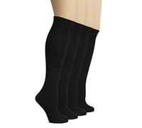 Hugh Ugoli Calcetines Hasta la Rodilla Mujer de Bambú, 4 Pares, Calcetines Largos de Vestir y Uniforme para Chicas, Suaves y Ligeros, Negro, Talla: 38-42