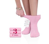 Hugh Ugoli Calcetines Tobilleros Mujer Diabéticas, 3 Pares, Calcetines de Bambú Súper Suaves y Transpirables, Holgados con Cintura Sin Presión y Punta Sin Costura, Rosa, Talla: 40-43