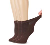 Hugh Ugoli Calcetines Tobilleros Mujer Diabéticas, 3 Pares, Calcetines de Bambú Súper Suaves y Transpirables, Holgados con Cintura Sin Presión y Punta Sin Costura, Marrón, Talla: 36-39