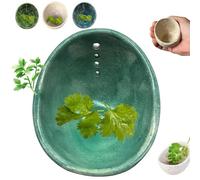 Hugimpel Pottery Herb Stripper Bowl,2025 New Handmade Ceramic Herb Stripper Bowl,Herb Stripper Bowl Ceramic,with Different Hole Sizes for Separating Leaves and Stems (B)