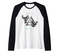 Hugin Munin Odin - Figura Decorativa, diseño de Cuervo Vikingo Camiseta Manga Raglan