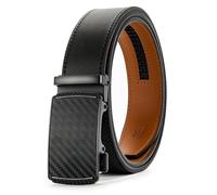 Huglux Cinturones Hombre Cuero - Cinturón Automático sin Agujeros de Piel Genuina,Hebilla Ratchet Ajustable,Elegante Cinto para Traje Vestir y Uso Diario- Regalo Hombre para San Valentín/Día del Padre