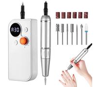 HUGMAPLEPRO Kit de taladro de uñas portátil recargable de 30000 rpm, máquina de uñas eléctrica profesional, inalámbrico, juego de taladro de uñas con 7 brocas de uñas, pulido