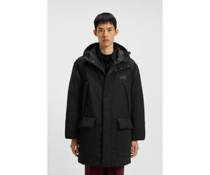 HUGO Abrigo acolchado con capucha repelente al agua con logotipo dividido - StyleMandev2541, 50549663 Negro XS