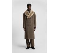 HUGO Abrigo de lana virgen con cuello de imitación de piel extraíble - StyleMacario2541, 50546526 Gris XXL