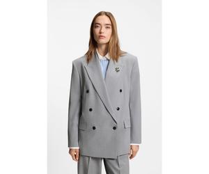 HUGO Blazer relaxed fit con broche floral esmaltado - StyleAntegi, 50554018 Gris claro 40