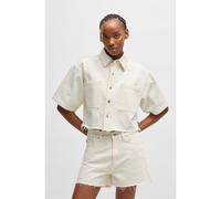 HUGO Blusa corta en denim crudo con dobladillo sin rematar - StyleGetecna_B, 50537471 Natural M