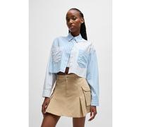 HUGO Blusa corta regular fit con rayas de parche - StyleErisa_B, 50534779 Celeste 42