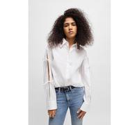 HUGO Blusa de algodón oversize fit con lazos en las mangas - StyleEvangelina, 50538440 Blanco 32