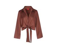 HUGO Blusa relaxed fit en satén elástico con detalle de corbata - StyleErrika, 50531538 Marrón 38