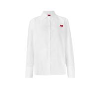 HUGO Blusa relaxed fit en algodón Oxford con logo de corazón - StyleErselia, 50556398 Blanco 36