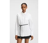 HUGO Blusa larga slim fit con cinturón de piel sintética - StyleEverlee, 50543364 Blanco 42