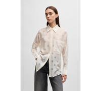 HUGO Blusa oversize fit con logo estampado en devoré - StyleEssence, 50531562 Blanco 36