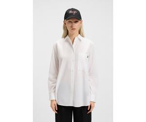HUGO Blusa oversize fit de lona de algodón con logo bordado - StyleThe Oversize Shirt, 50515741 Blanco 42