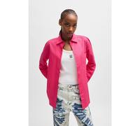 HUGO Blusa oversize fit de lona de algodón con logo bordado - StyleThe Oversize Shirt, 50515741 Pink 34