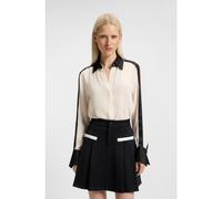 HUGO Blusa regular fit en crepé con ribetes satinados - StyleEtienne, 50543363 Blanco / Negro 32