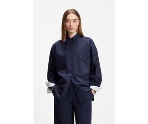 HUGO Blusa regular fit en popelín de algodón con raya diplomática - StyleExtra, 50562593 Azul oscuro 36