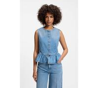 HUGO Blusa regular fit sin mangas en denim con péplum en el dobladillo - StyleGimma, 50563534 Azul L