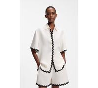 HUGO Blusa relaxed fit con cinta en zigzag en contraste - StyleCamule-1, 50558175 Negro / Blanco 42